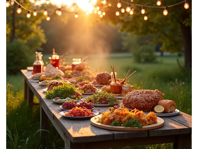 Jubileumsfest med BBQ-setup på privat eiendom