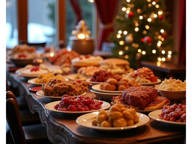 Tradisjonelt julebord catering i en storstue