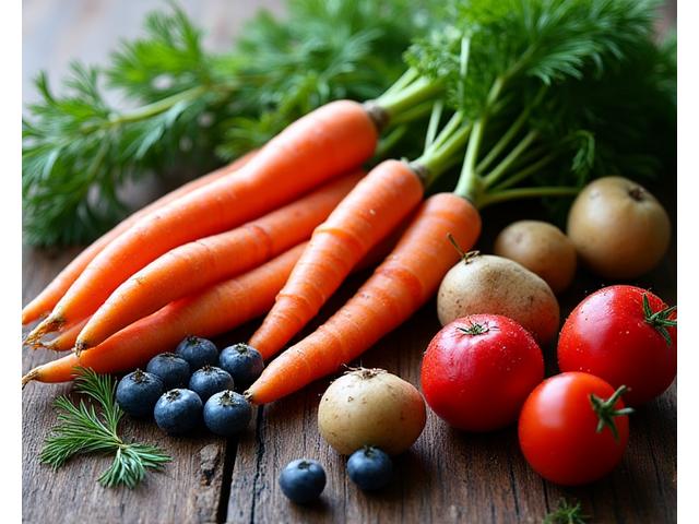 Et utvalg av ferske, økologiske grønnsaker og urter fra en norsk lokalprodusent